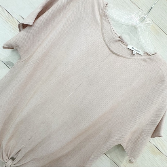 Madewell rust/ cream tie waist short sleeve top ❤️ - Picture 6 of 9